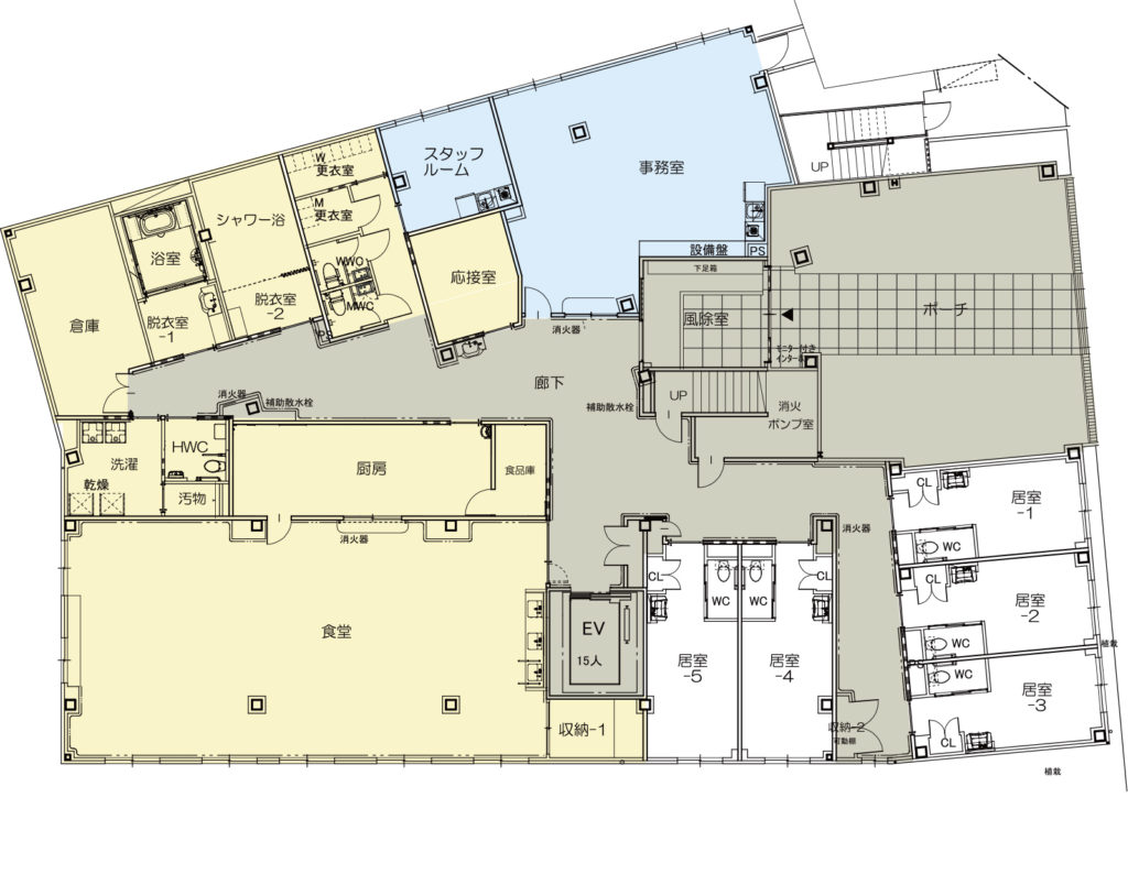 フェリキタス駒川中野　館内図1階